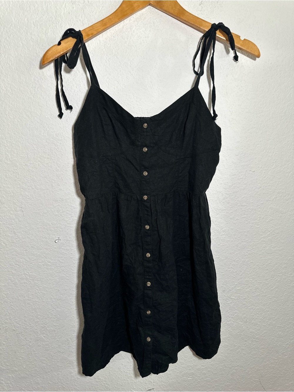 New Aerie Linen Blend Strapless Mini Dress in Black Size Small